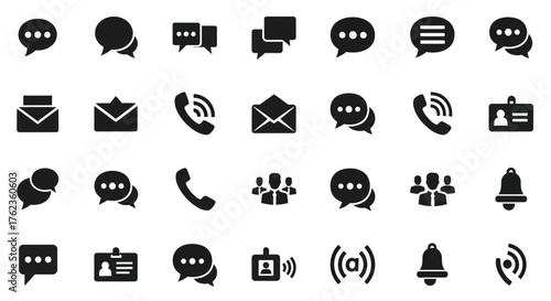 Communication Icons Set of Messaging, Phone, and User Interface Symbols
