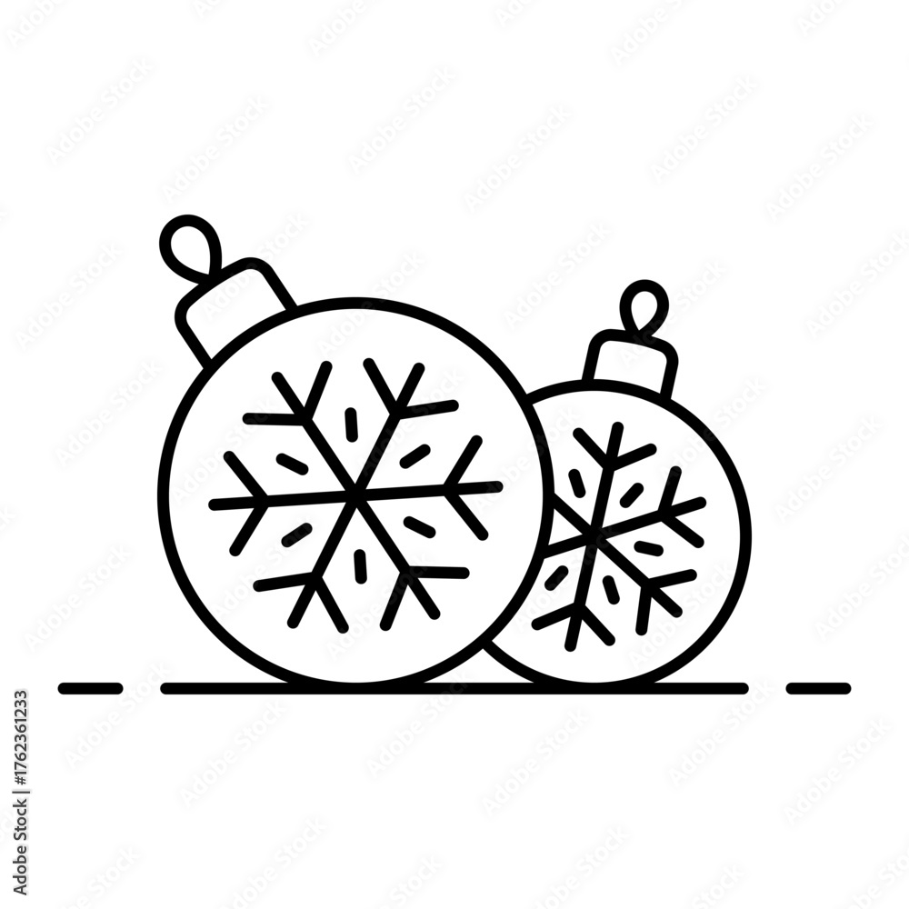 Fototapeta premium Christmas tree balls icon. Black outline linear silhouette. Editable strokes. Side view. Vector simple flat graphic illustration. Isolated object on a white background.