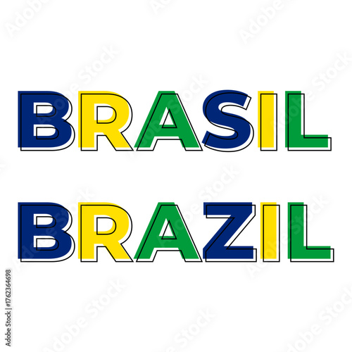 The word Brazil decorated with the colors of the flag