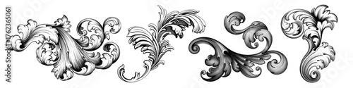 Vintage Baroque Victorian border flower pattern frame vector floral engraved scroll ornament leaf retro decorative design tattoo black and white filigree calligraphic heraldic shield swirl