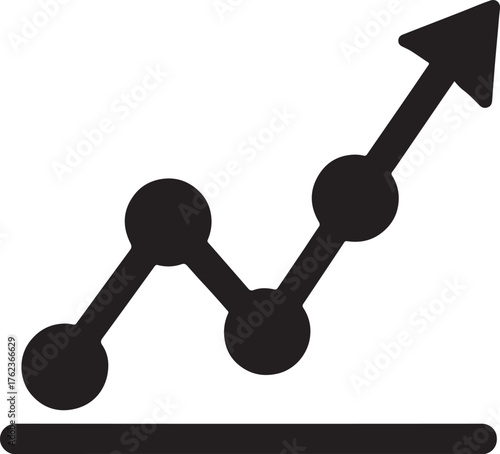   Data trend analytics minimal line art icon showing growth, performance, and statistical visualization.