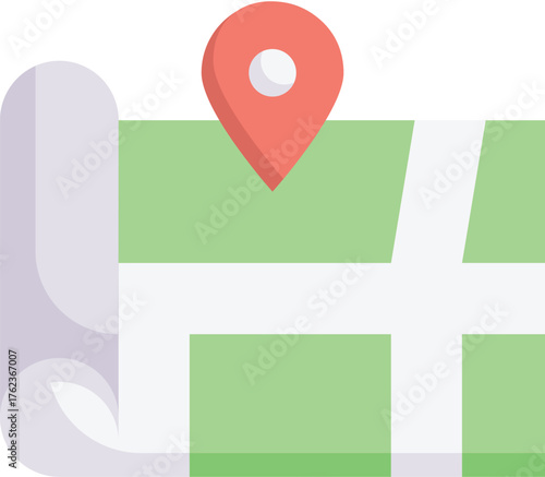 Navigation Map with Location Pin Direction Illustration