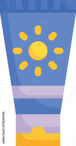 Illustration of a Blue Sunscreen Tube with Sun Icon