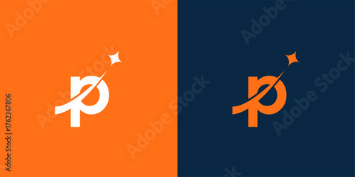 Letter P spark logo design unique