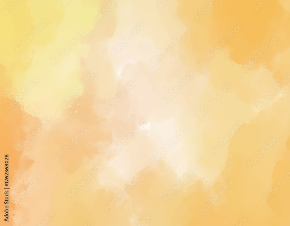 Obraz premium abstract watercolor background in warm orange and yellow tones, pastel light golden watercolor wash texture backdrop, soft dreamy bright blend background with copy space, summer sunset sky watercolor 