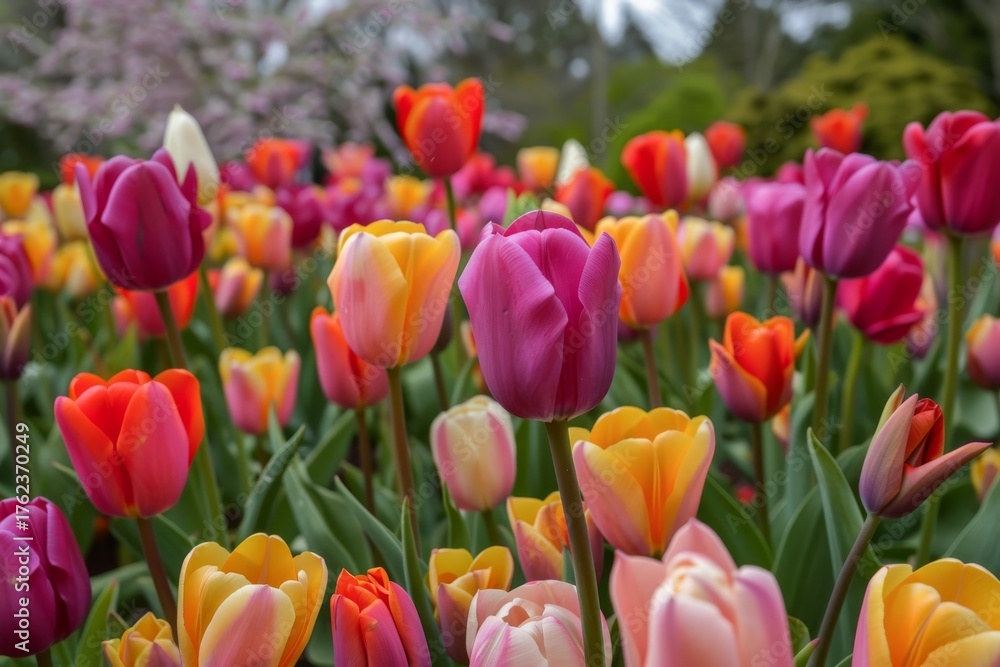 Obraz premium Colorful tulips on sunny background