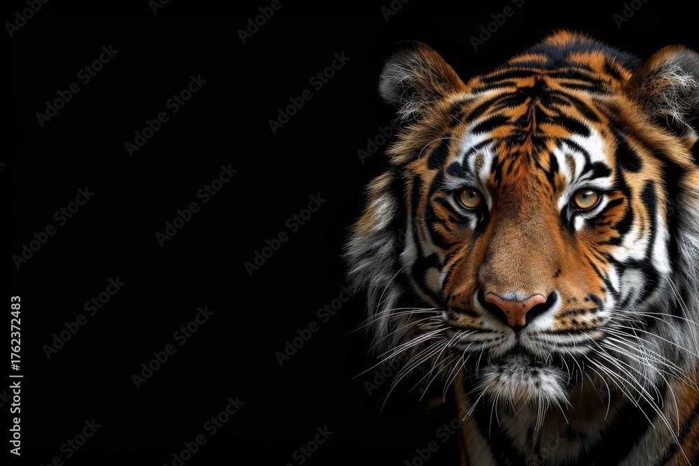 Fototapeta premium Tiger facing forward black