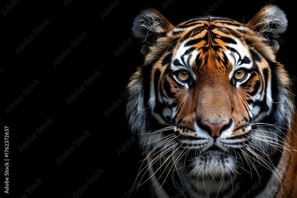 Fototapeta premium Tiger facing forward black