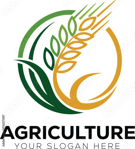 Wheat Grain Ear Agriculture Logo Design within Circle