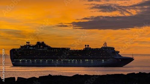 ship at sunset