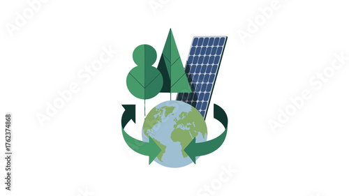 The Earth surrounded by environment friendly items, symbolizing the need for eco-friendly practices