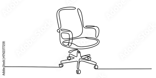 Minimalist office chair continuous one line drawing art elegant simple design illustration line art sketch vector