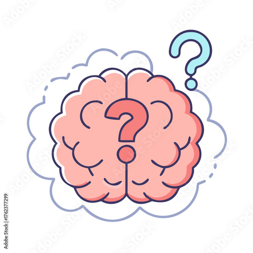 Brainstorming with question mark symbolizing confusion and seeking of solutions to a problem