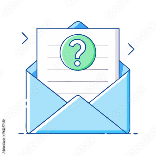 An envelope with a question mark symbol representing a request for help