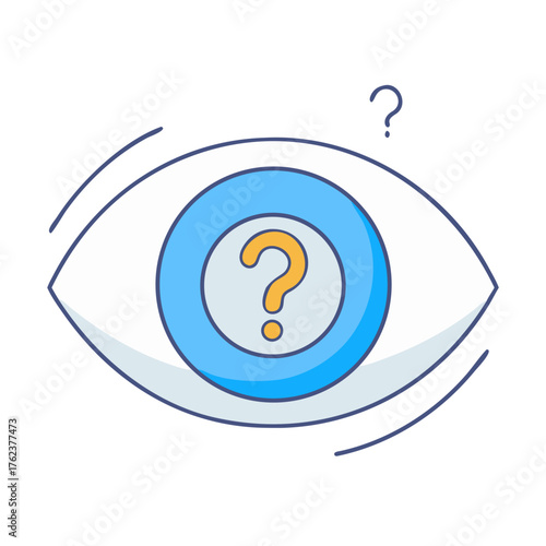 A curious eye gazing into the unknown, filled with a question mark