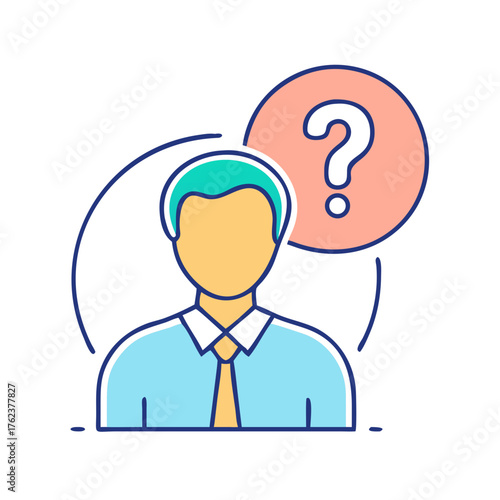 Stylized image of a person with a question mark symbolizing confusion or problem