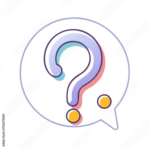 Colorful question mark within a speech bubble representing uncertainty and inquiry