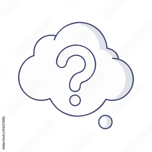 Conceptual Cloud Shape with Question Mark Suggesting Uncertainty and Intellectual Exploration