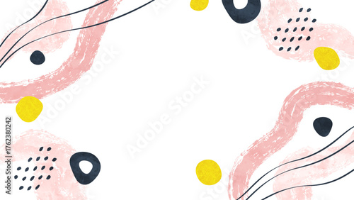 水彩とブラシの春の背景フレーム（お祝い事のシンプルかわいい飾り枠）