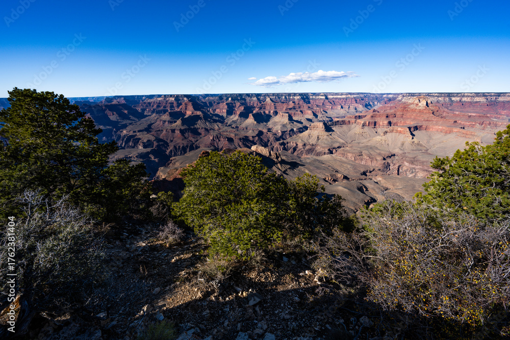 Fototapeta premium Arizona's Grand Canyon National Park Desert View, Bright Angel Trail, Rim Trail, and pictograph photos in the Fall of 2025 
