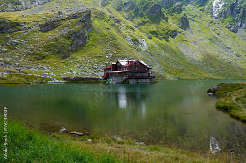 Blea Lake Chalet Cabana Blea Lac in the Fgra Mountains, Romania.