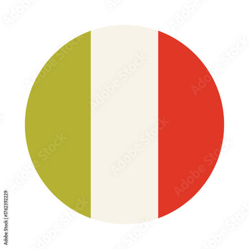 Free Download Minimalist round Italy flag icon with isolated tricolor design for web and graphic use vector illustration - GFXLoad