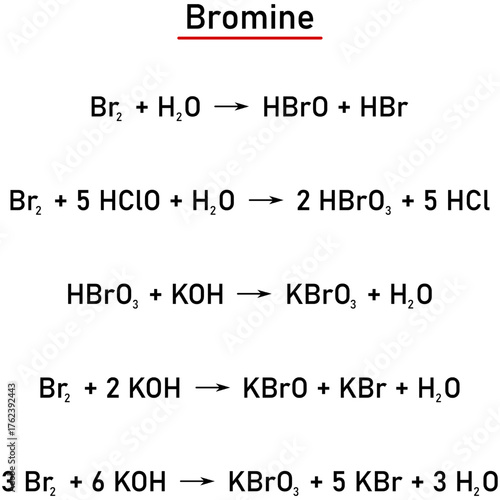 Chemical reactions - oxygen compounds of bromine, acids and salts