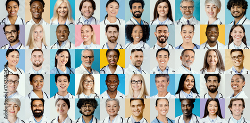 Fotografie This collage features a variety of healthcare professionals from different backgrounds
