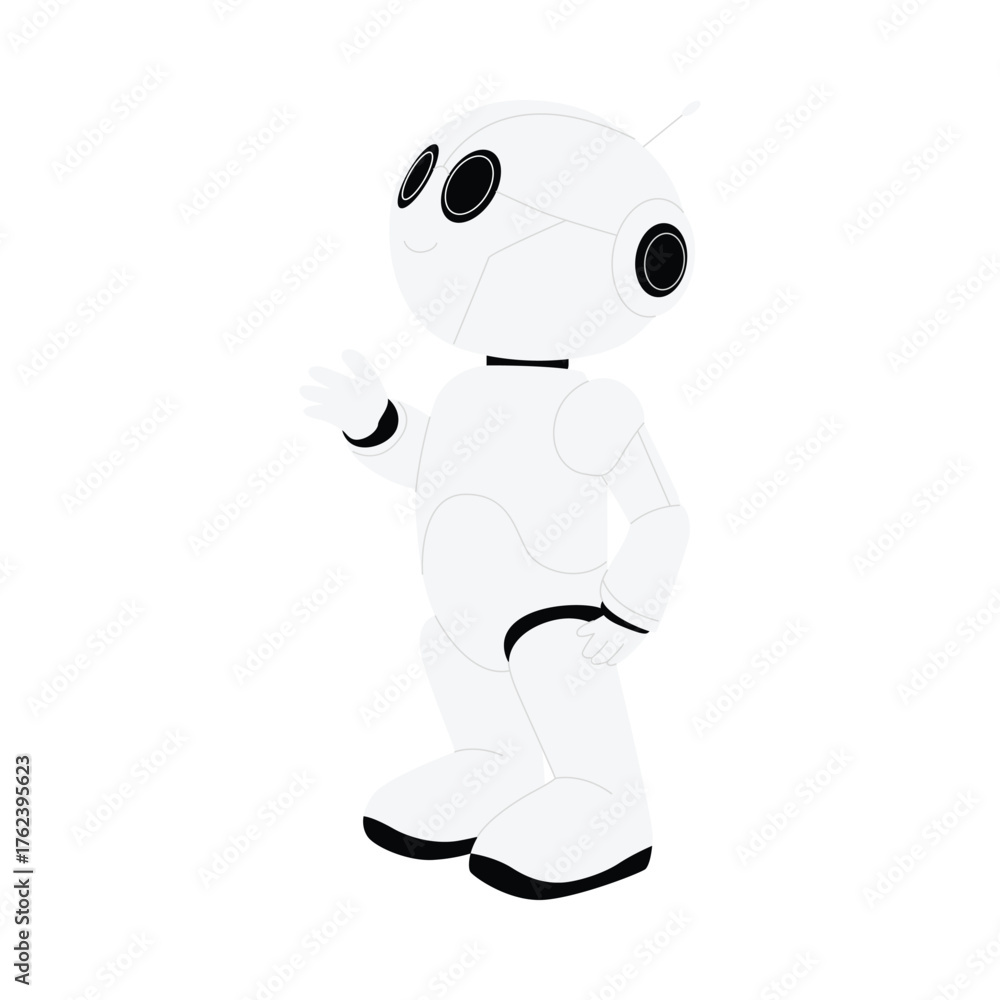 Fototapeta premium Cute futuristic chat robot character isolated on white background for technology and communication concepts vector illustration