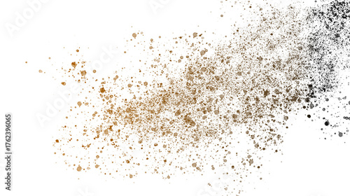 Dust and sand clouds on transparent background. Realistic dust clouds. Brown crumbly ground smoke effect, environmental pollution.