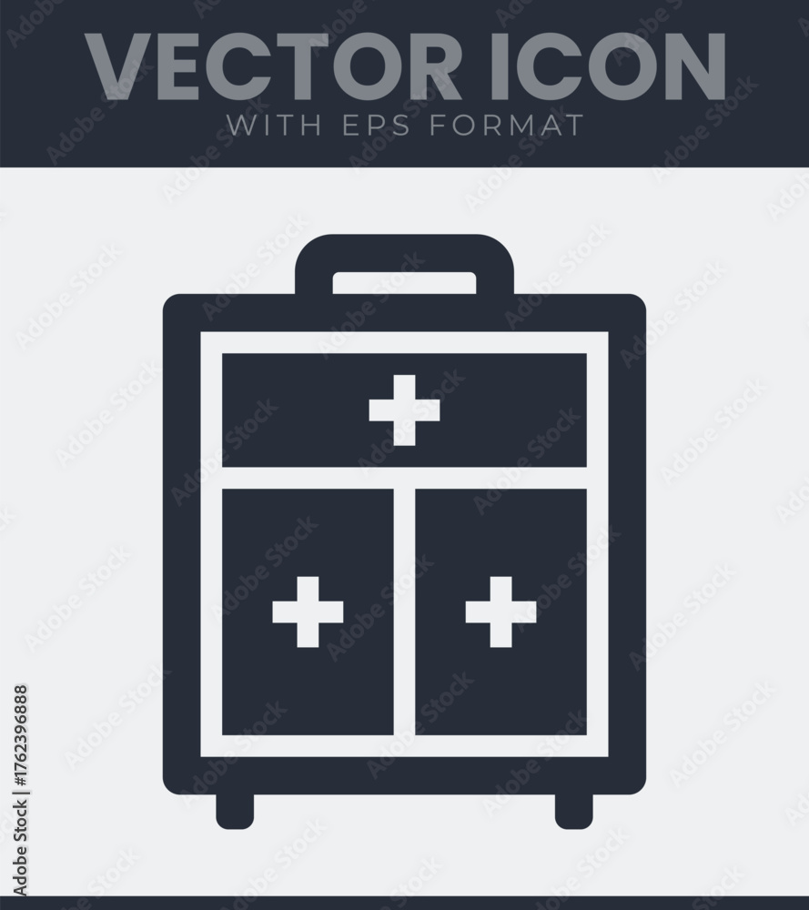 Obraz premium Simple medical first aid kit vector icon for health and care