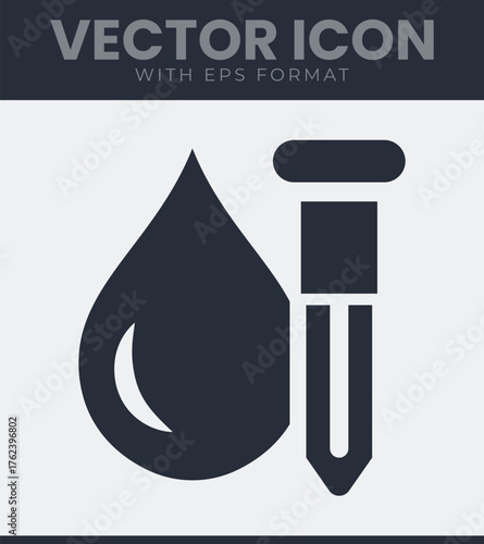 Blood drop test tube icon vector simple medical symbol