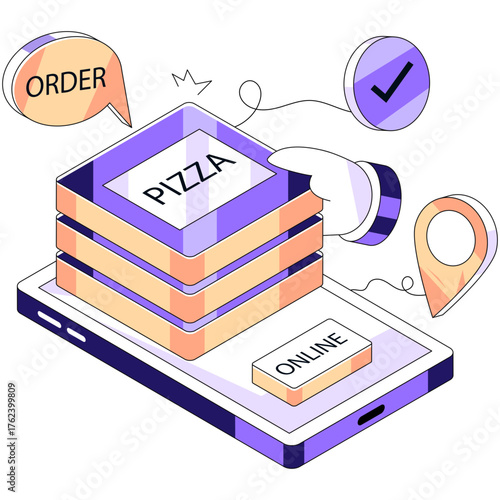 Perfect design illustration of online pizza order
