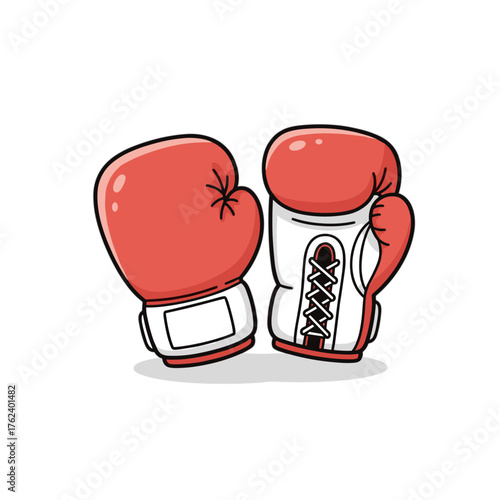 Boxing gloves in a cute design, playful mood, illustrated on white background