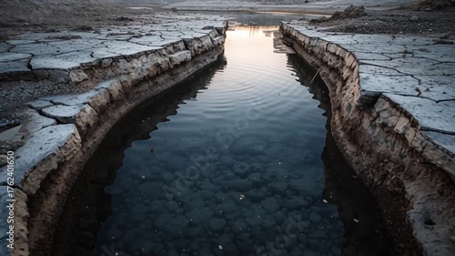 Cracked Dry Earth Under Scorching Sun During Severe Drought