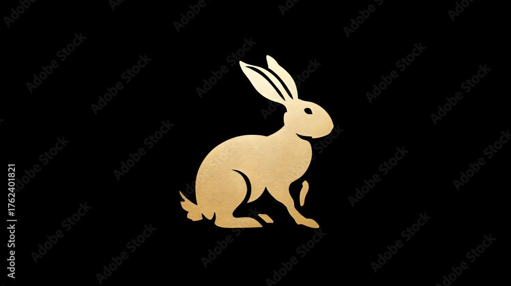 Obraz premium Minimalist gold rabbit logo, elegant and modern design on a clean background. Concept: Branding, luxury logo design, agility and creativity symbol, modern and elegant aesthetics, premium brand identit