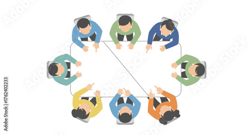 People around a table discussing business strategy and planning.