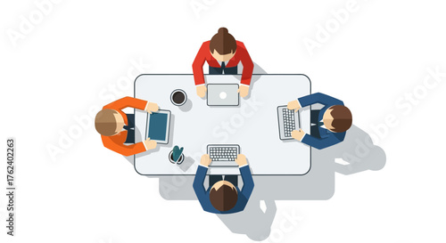 Team members working together on project.