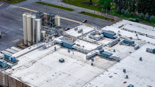 Wallpaper Mural Aerial top down old industrial rooftop covered in compressed gas pipes Appalachia Pennsylvania Torontodigital.ca