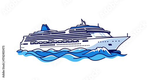 Cruise ship sailing on the ocean waves during the day.