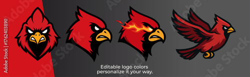 Angry Cardinal Head – Modern Esport Mascot Logo Vector for Gaming and Sports Team Identity