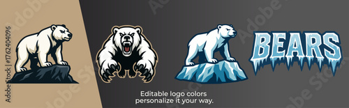 Fierce Polar Bear Mascot Logo for Esports and Gaming Team – Angry Arctic Animal Vector Emblem Design