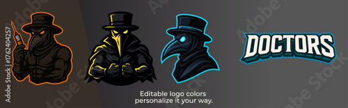 Fierce Plague Doctor Mascot Logo for Esports and Gaming Team – Dark Medieval Mask Vector Emblem Design