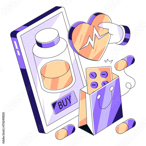 Unique design illustration of online pharmacy