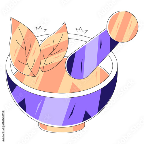 Modern design illustration of pestle mortar