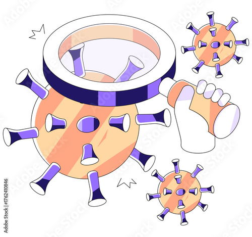 isometric design illustration of search corona