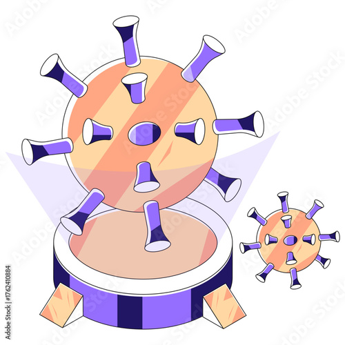 Isometric design illustration of COVID-19