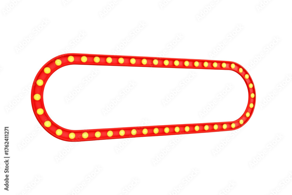 Obraz premium Rectangle red frame with yellow bulbs for invitation or banner 