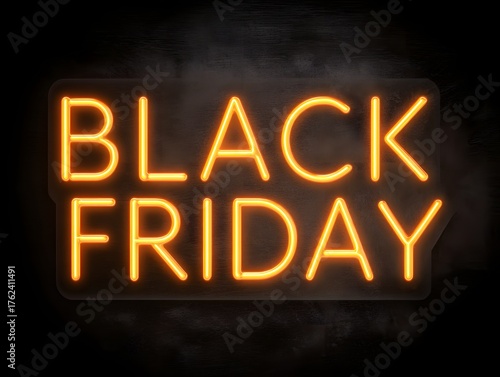 Orange BLACK FRIDAY SALE neon sign on an elegant dark background