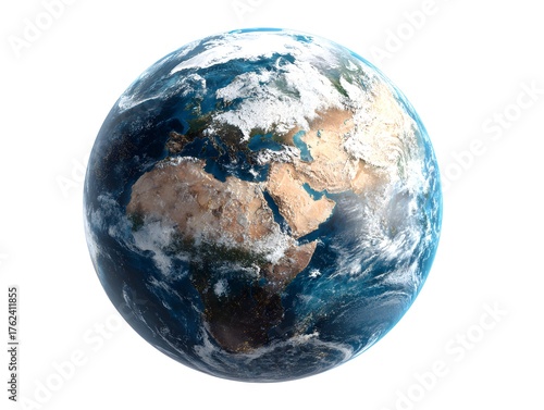 The planet earth from space isolated on white background